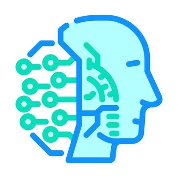 Ai head profile deep learning color icon vector illustration 스톡 일러스트