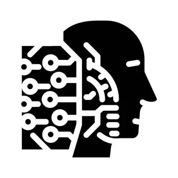 Ai head profile deep learning glyph icon vector illustration Stock Illustration
