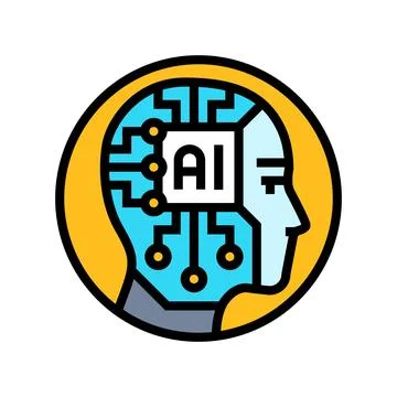 Ai head profile deep learning color icon vector illustration Stock Illustration