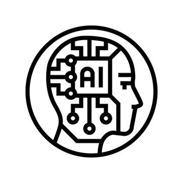 Ai head profile deep learning line icon vector illustration Stock Illustration