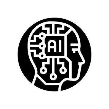 Ai head profile deep learning glyph icon vector illustration Stock Illustration