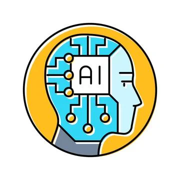 Ai head profile deep learning color icon vector illustration Stock Illustration