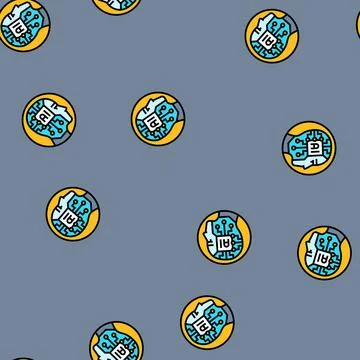 Ai head profile deep learning vector seamless pattern Stock Illustration