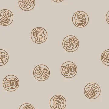 Ai head profile deep learning line seamless pattern 스톡 일러스트