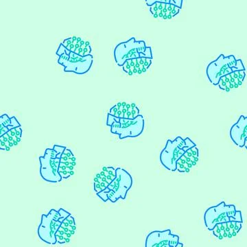 Ai head profile deep learning vector seamless pattern Illustrazione stock
