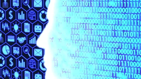 AI Head Silhouette Computing Business Concepts Background (panning) Stock Footage 131645299