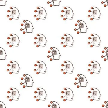 AI Head vector Artificial Intelligence Head colored seamless pattern Illustrazione stock