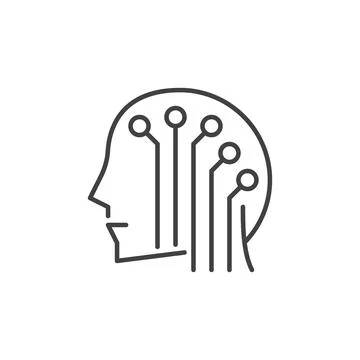 AI Head vector Brain Tech concept outline icon or symbol 스톡 일러스트