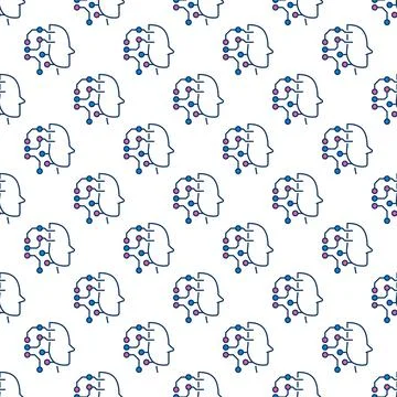 AI Head vector Innovation Technology colored seamless pattern イラスト素材