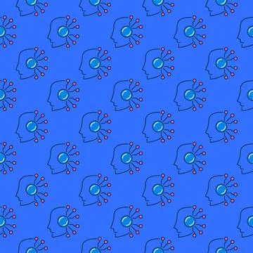AI Head vector Robot concept colored seamless pattern Illustrazione stock