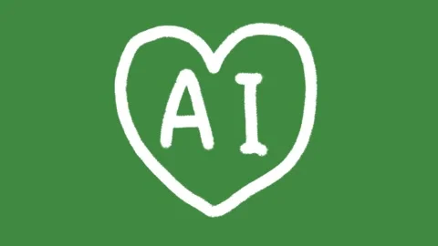AI heart artificial intelligence tech empathy hand-drawn cartoon graphic Vídeos de archivo 342827630