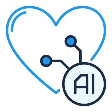AI Heart vector Artificial Intelligence colored icon or design element 库存插图