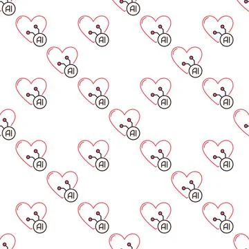AI Heart vector Artificial Intelligence colored seamless pattern イラスト素材