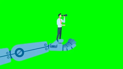 AI help business success, future of AI working with humanity, robot automation Stock Footage 335740191
