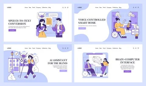 AI To Help Disabled People. Flat Vector Illustration Stock-Illustration