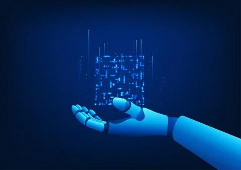 AI holding a processing box, representing the data management, analytical t.. 스톡 일러스트