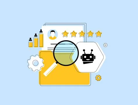 AI in HR - artificial intelligence for talent acquisition, employee analytics Stock Illustration