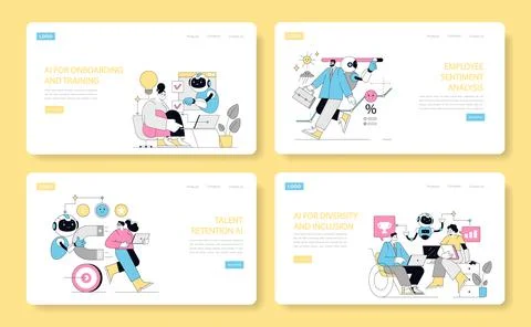 AI in HR management set. Vector illustration. Stock Illustration