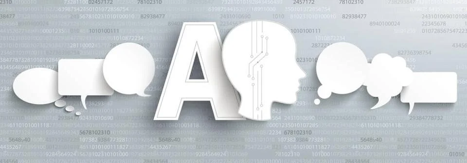 AI Human Communication Algorithm Speech Bubbles Communication with the AI.... 스톡 사진