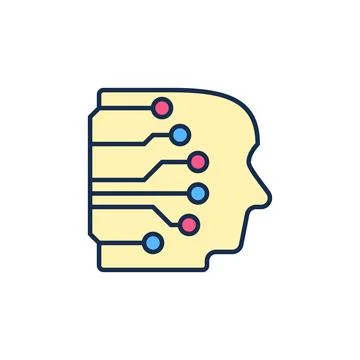 AI Human Head with vector Neural Network concept colored icon Stock Illustration