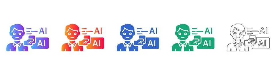 AI Human Interaction Concept Illustration イラスト素材