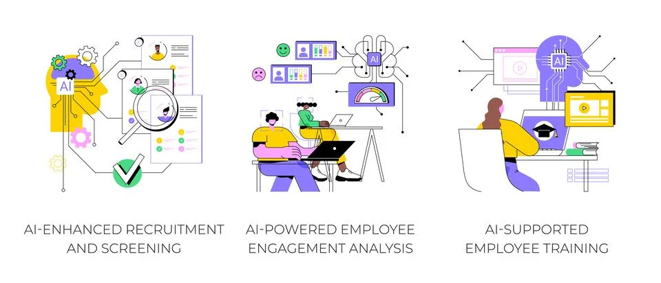 AI in Human Resources abstract concept vector illustrations. Stock Illustration