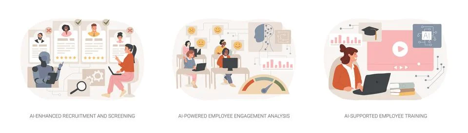 AI in Human Resources abstract concept vector illustrations. Stock Illustration