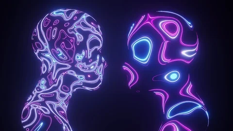 AI Human Shapes With Neon Lights Stock Footage