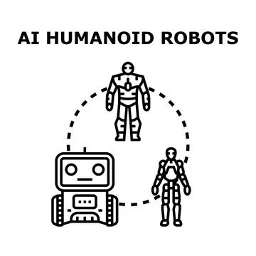 Ai humanoid robots and autonomous smart machines concept Stock Illustration