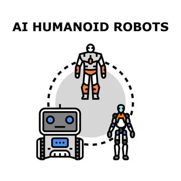 Ai humanoid robots and autonomous smart machines concept Stock Illustration
