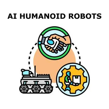 Ai humanoid robots intelligence working and innovating future Stock Illustration