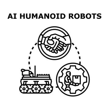 Ai humanoid robots intelligence working and innovating future Stock Illustration