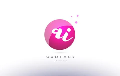Ai a i  sphere pink 3d hand written alphabet letter logo 스톡 일러스트
