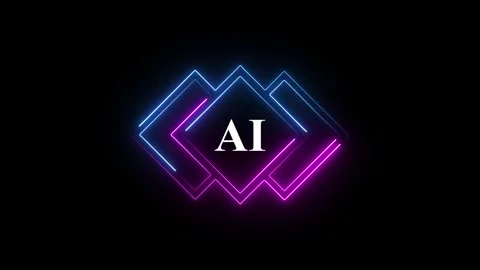 AI icon animation neon on black background.Glowing neon line Database anima.. Vidéo 337659063