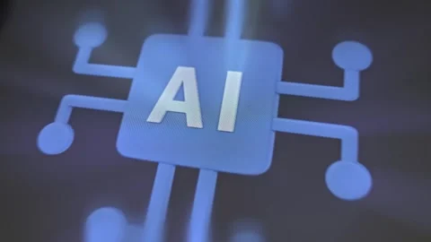 AI icon graphic presentation on smartphone Video stock 302825971