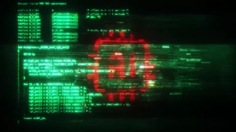 AI Icon on Hacking Technology Code Source Background Stock Footage 320969320