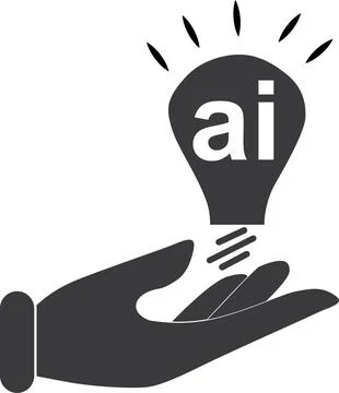 AI icon. Light bulb with brain vector liner icon Stock Illustration