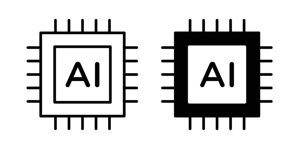 AI icon linear versions pack on white background Illustrazione stock