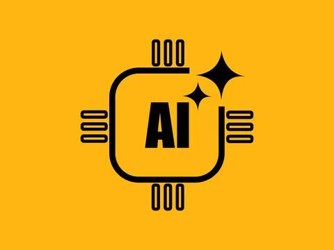 AI Icon with Machine Learning. AI Technology of the Future vector Stock Illustration