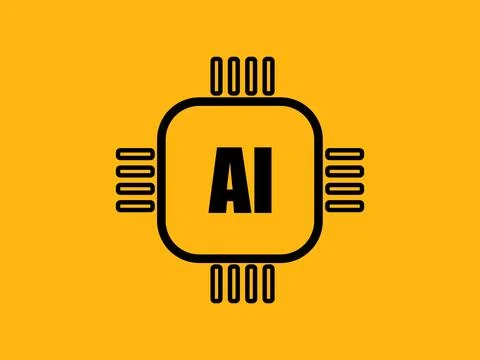 AI Icon with Machine Learning. AI Technology of the Future vector Stock Illustration