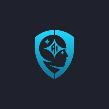 AI Icon or Logo in Shield Shape Stockillustratie