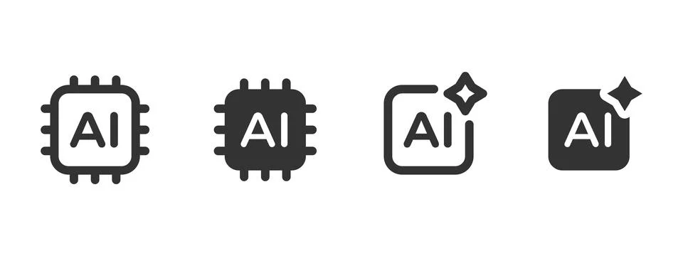 Ai icon. Processor chip and neural network badge vector illustration. Repre.. Stock Illustration