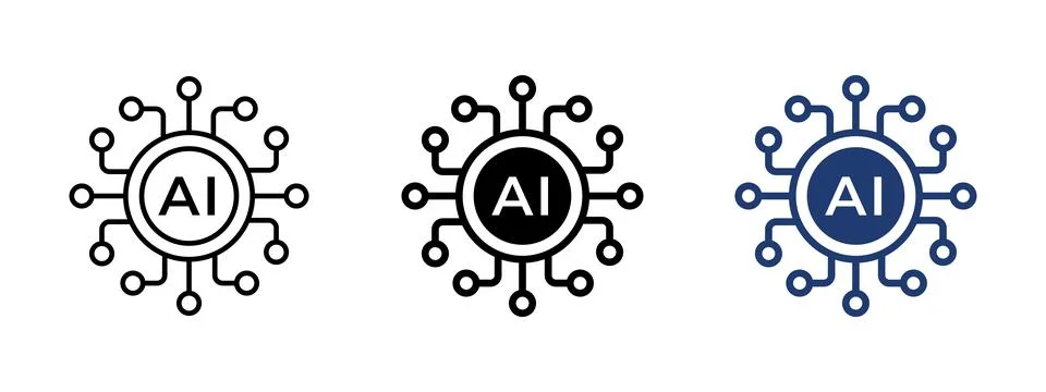 AI icon. Symbol of artificial intelligence, neural networks and digital tec.. Stock Illustration
