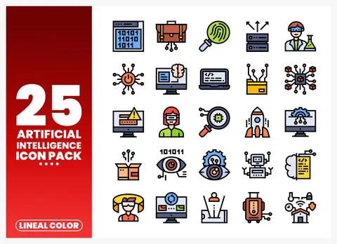 AI icons collection. flat design. graphic elements. Stock Illustration