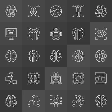 AI icons collection - vector artificial intelligence signs イラスト素材