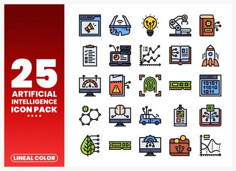 AI Icons Pack for Technology and Innovation Presentation 스톡 일러스트