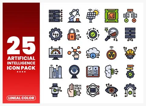 AI icons pack for technology and innovation projects 스톡 일러스트