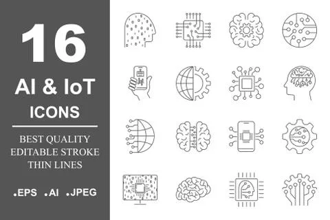 AI icons set. Artificial Intelligence. Different icons for web イラスト素材