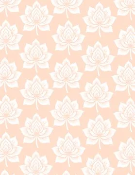 AI illustration of a lotus pattern background bold on peach Illustrazione stock