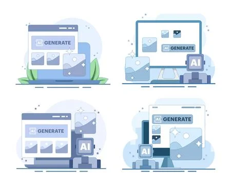 AI image creator set featuring artificial intelligence tools Stockillustratie